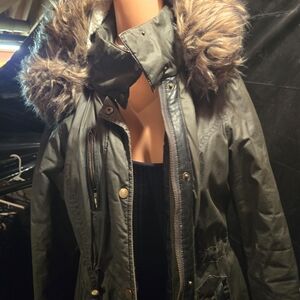 American Rag Olive Fur-Trimmed Utility Jacket